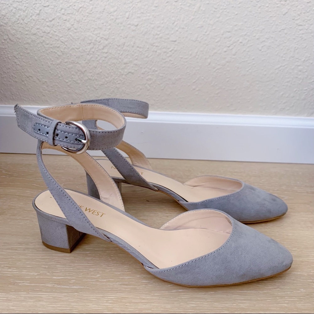 Nine West Gray Point Toe Block Heels/Sandals